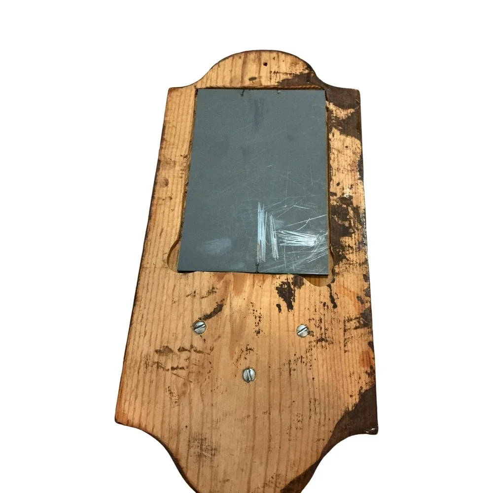 Vintage Wood Wall Mirror with Shelf Oval Glass Scalloped Brown 13x6 Farmhouse